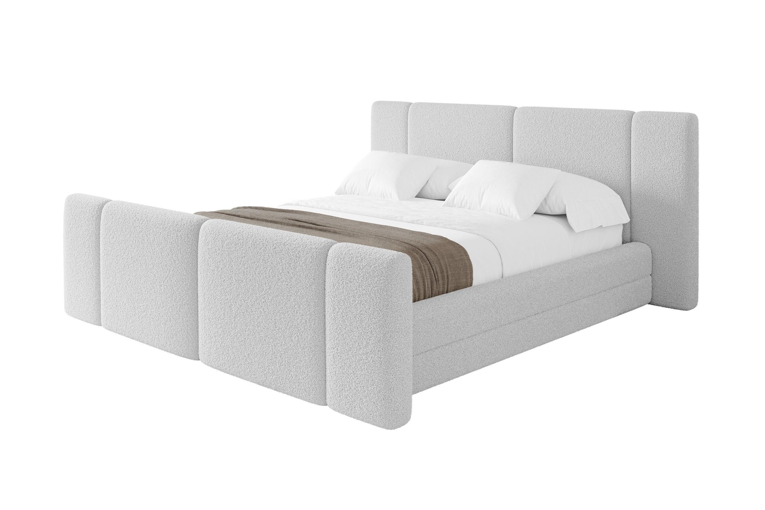 POLSTERBETT mit Bettkasten, Fußteil und Lattenrost, Bett mit Matratze H3/H4 - TEVO-Z 160x200 Hellgrau - Taupe, Holzwerkstoff/Textil (160/200cm) - ALTDECOR