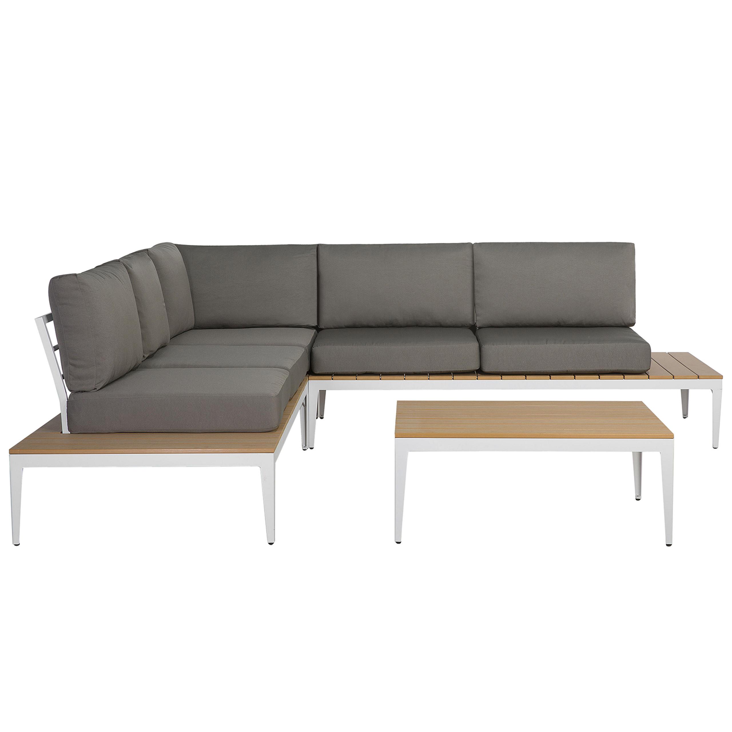 LOUNGE-SET 4-Sitzer grau Positano - Grau, Holzwerkstoff - Beliani