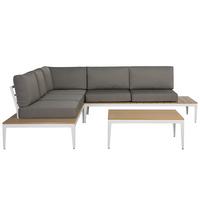 LOUNGE-SET 4-Sitzer grau Positano - Grau, Holzwerkstoff - Beliani