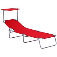 SONNENLIEGE mit Sonnenschutz, Rot - Rot, Metall (58/36/187cm) - Outsunny
