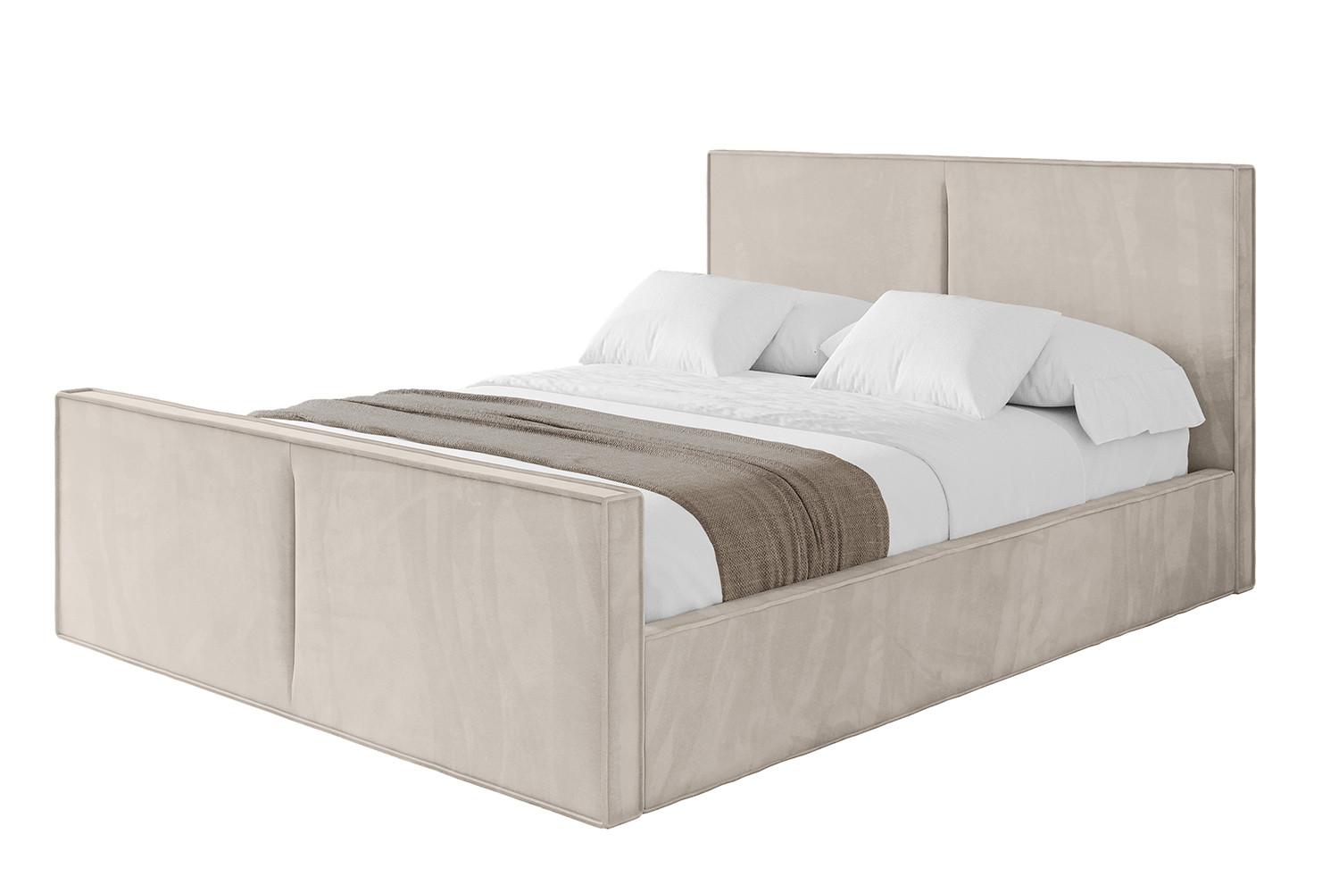 POLSTERBETT mit Bettkasten, Fußteil und Lattenrost, Boxbett ohne Matratze - EMMI-Z 180x200 Beige - Beige, Holzwerkstoff/Textil (180/200cm) - ALTDECOR