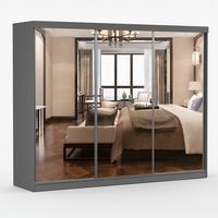 KLEIDERSCHRANK Milan 250 cm, 250/215/64, 3-türig, grau - Grau, Holzwerkstoff (250/215/64cm) - imoebel24