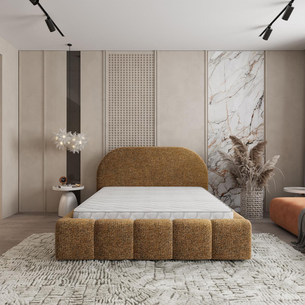 POLSTERBETT FLUSSO 180x200 cm mit Bettkästen - Braun - Braun, Holz (180/200cm) - MASSENO