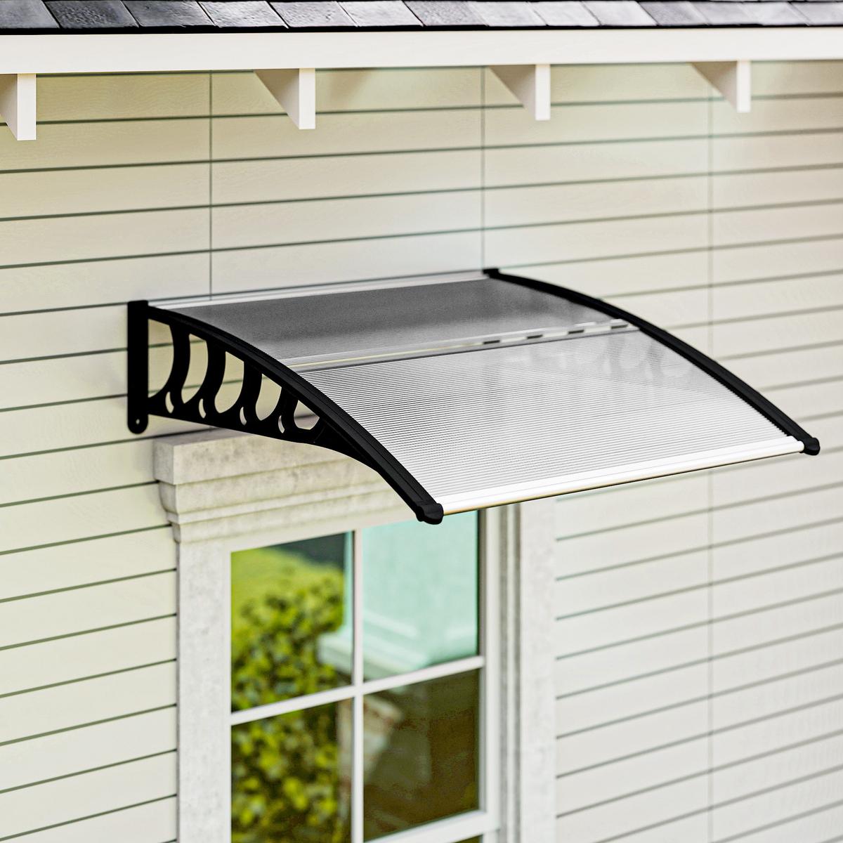 PULTVORDACH, Vordach, Alu, Schwarz - Schwarz, Kunststoff (96.5/27/103cm) - Outsunny