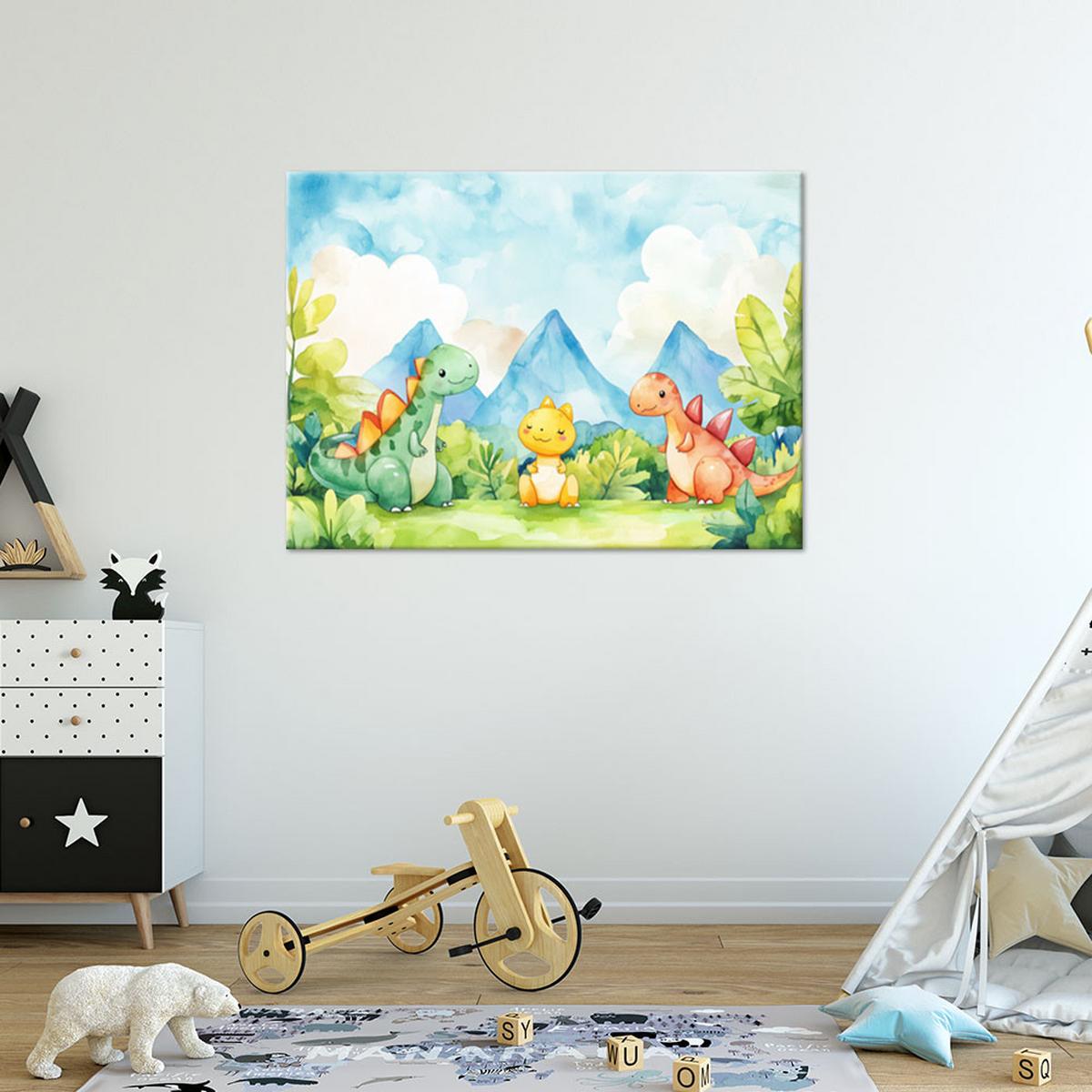 WANDBILD lustige bunte dinosaurier - Multicolor, Textil (60/40cm) - Feeby