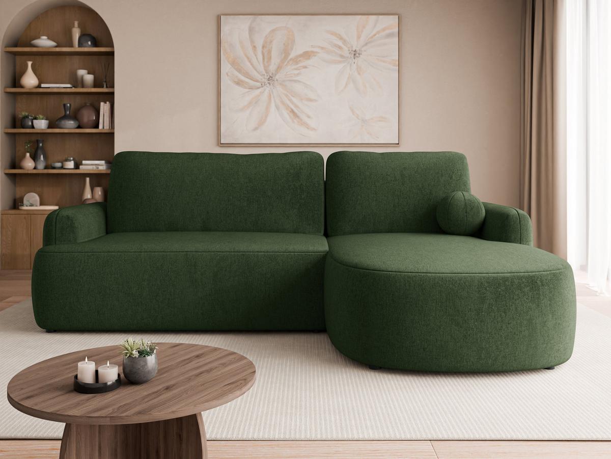 ECKSOFA Loridu, Seite: Rechts - Dunkelgrün/Schwarz, Holz/Kunststoff (250/174cm) - MIRJAN24