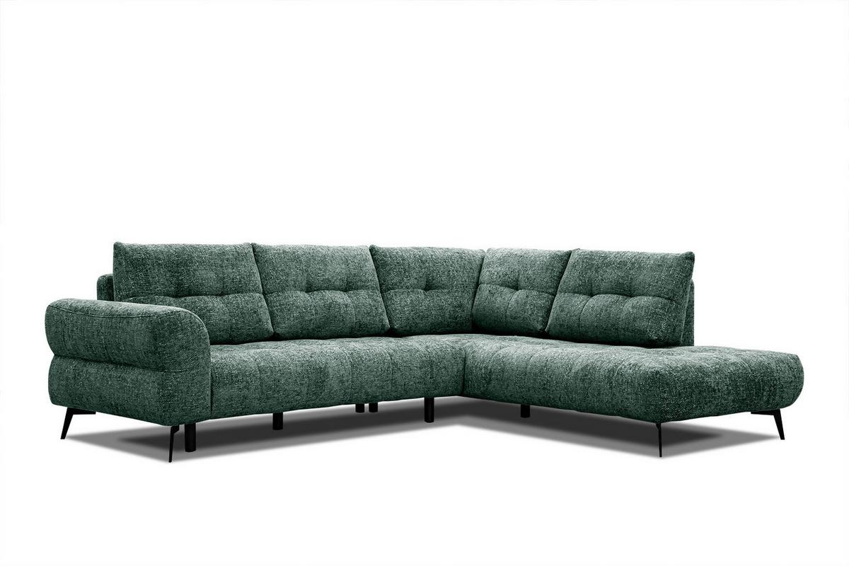 ECKSOFA SALVINI 5-Sitzer, smaragdgrün - Smaragdgrün/Schwarz, Holzwerkstoff/Textil (292/158cm) - Wozimo