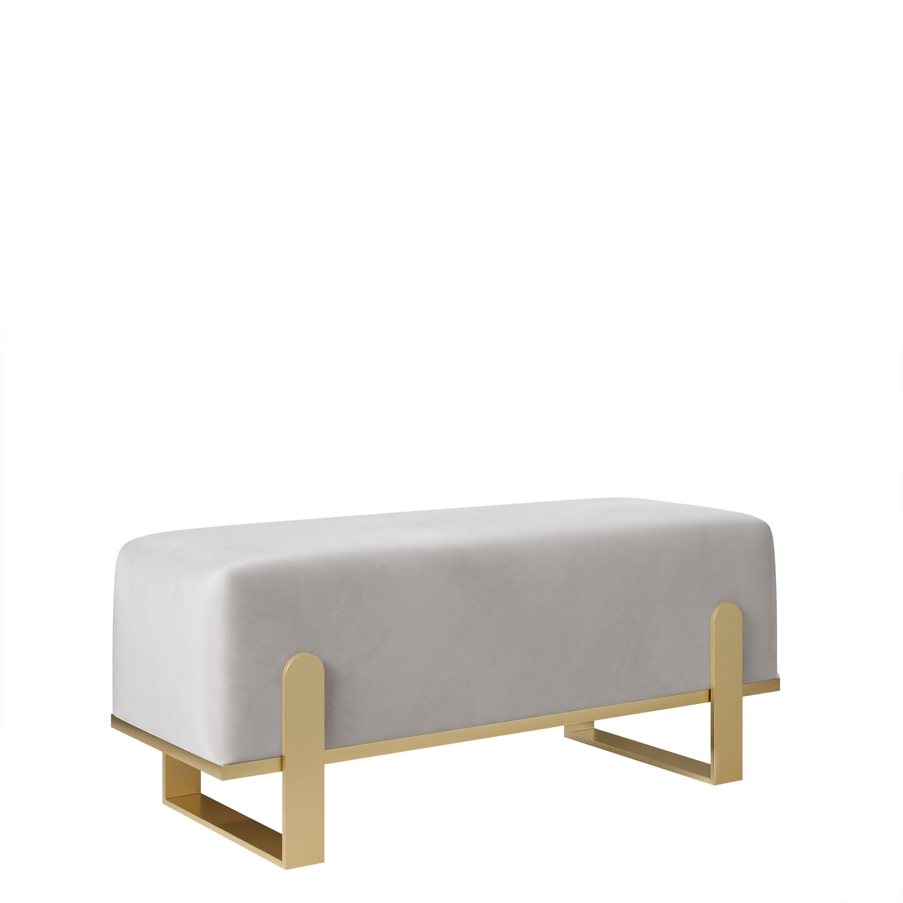 POLSTERBANK MARA 100 cm Gold / Grau ,Metallgestell - Grau, Textil/Metall (100/47/35cm) - Idohome