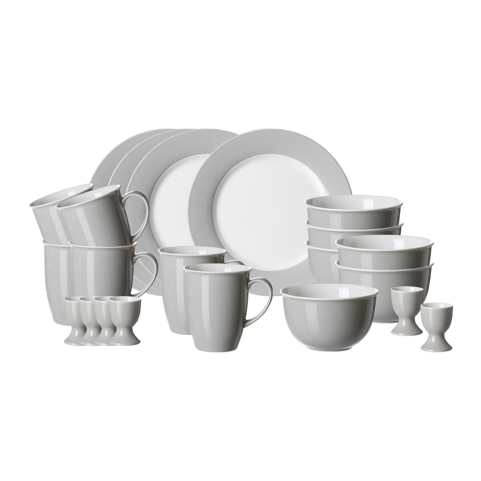 FRÜHSTÜCKSSERVICE Doppio grau 24-tlg. - Grau, Keramik (2/2/2cm) - Ritzenhoff Breker