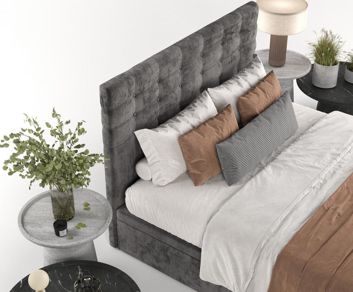 POLSTERBETT Callo mit Stauraum 200/200 cm Stahl im Lotta Stoff - Graphitfarben/Schwarz, Holz/Holzwerkstoff (200/200cm) - AltaBeds