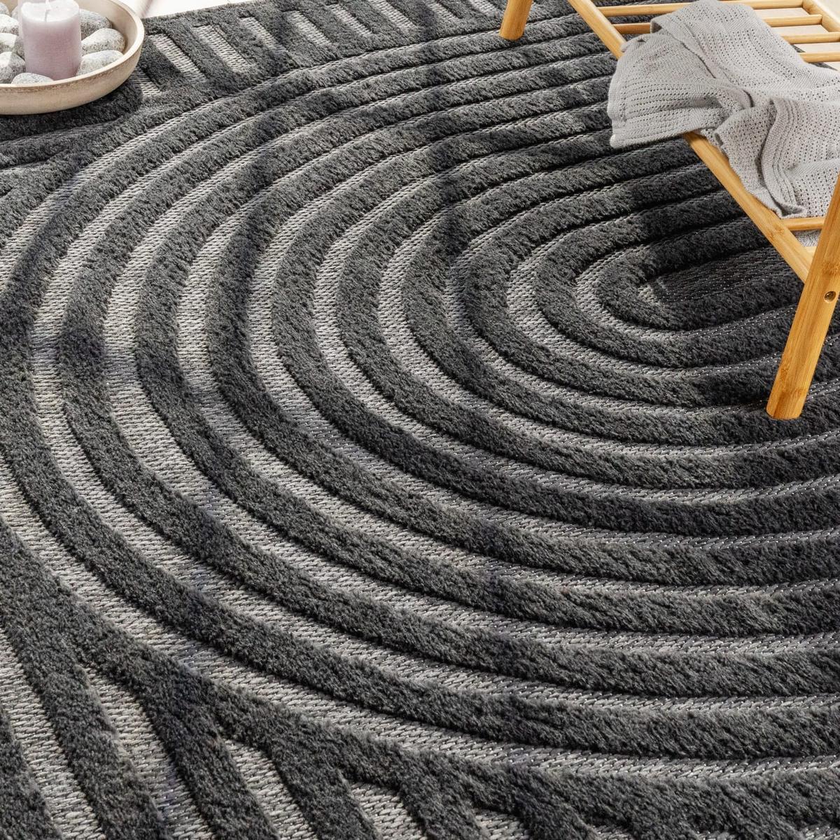 OUTDOORTEPPICH Geometrisch Anthrazit 60 x 100 cm - Anthrazit, Kunststoff (60/100cm) - TT Home