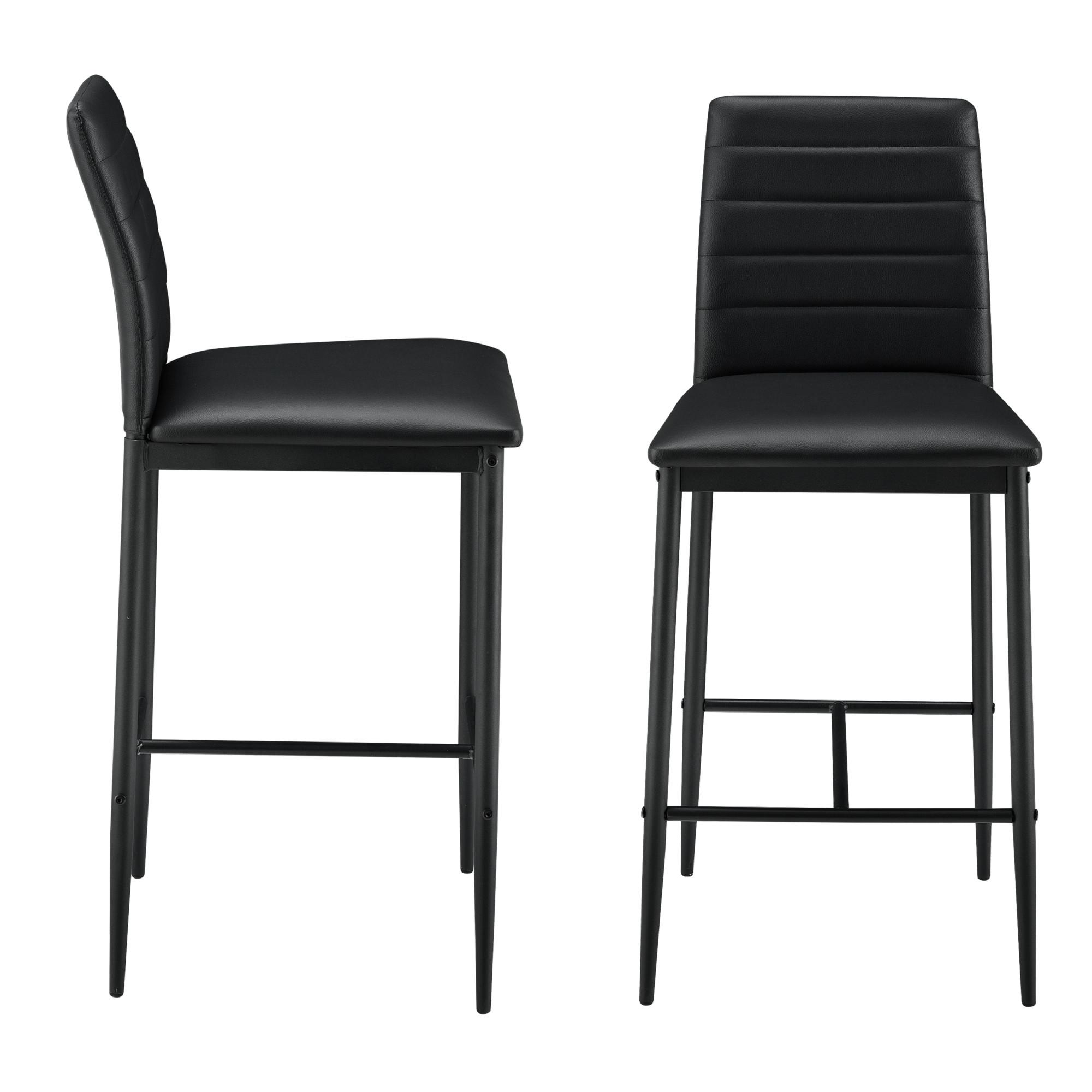 BARSTUHL Lidköping 2er-Set - Schwarz, Leder (43/96/47cm) - [en.casa]