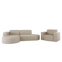 SOFASET Palma In Scala - Beige, Holzwerkstoff/Textil (236/78/165cm) - Fun Möbel