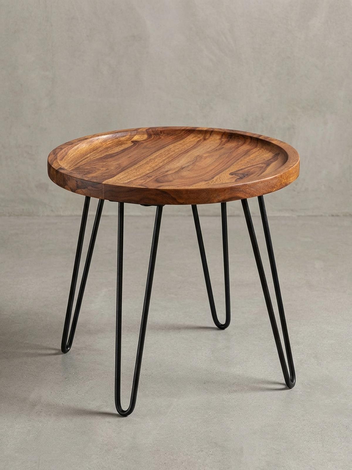 COUCHTISCH in Braun, Sheeshamholz mit Haarnadelbeinen, Modernes Design - Schwarz/Braun, Holz/Metall (41/45/40cm) - KADIMA DESIGN