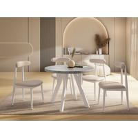 ESSTISCH Avero White runder ausziehbarer, Beton grau 100-140/100/77 cm - Hellgrau/Weiß, Holz/Holzwerkstoff (100/140/77cm) - WFL GROUP