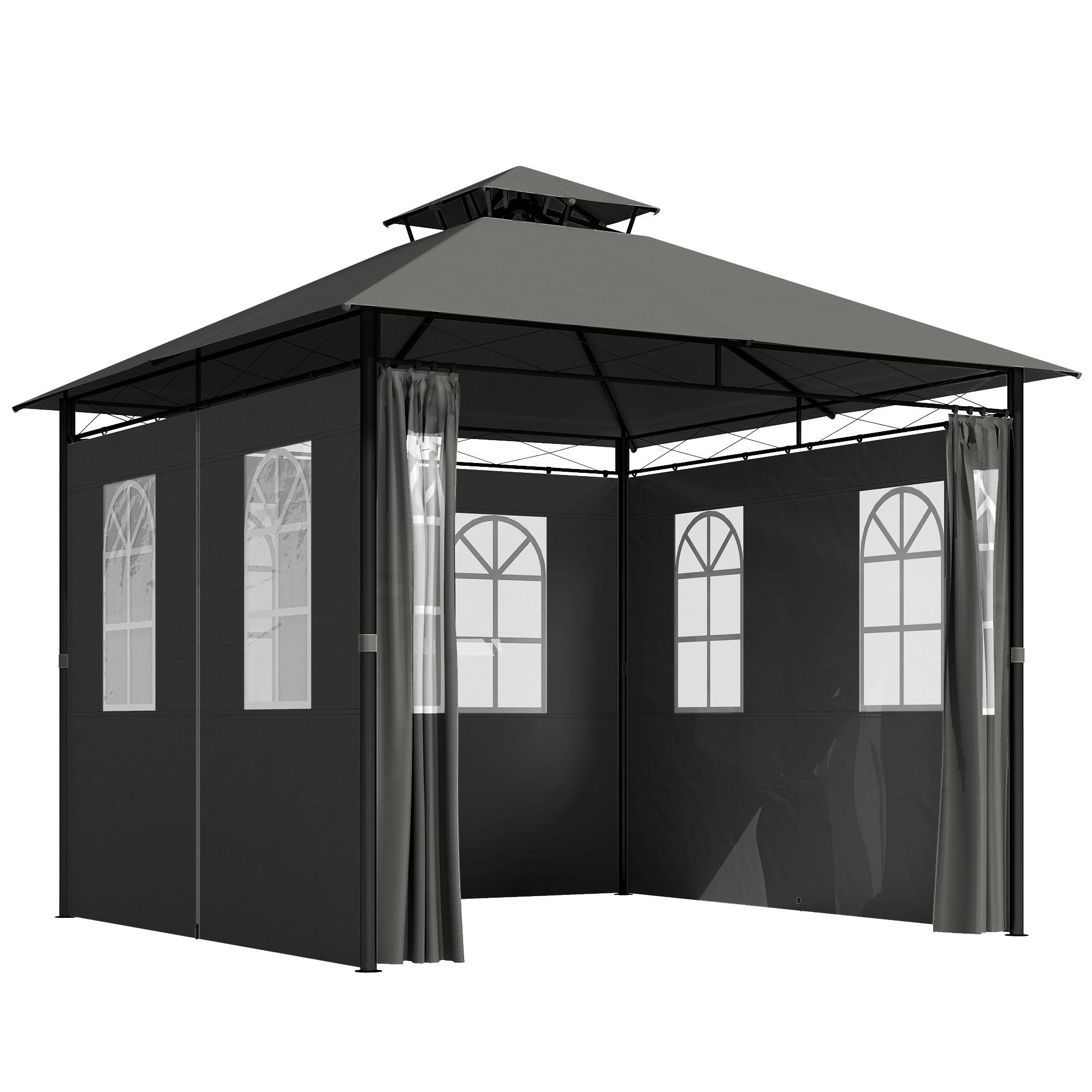 PAVILLON, Dunkelgrau, Metall, Polyester - Dunkelgrau, Metall (300/288/300cm) - Outsunny