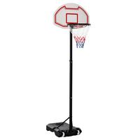 BASKETBALLKORB, Stahl, Schwarz / Rot / Weiß, 73L x 49B x 194-249H cm - Messingfarben, Metall (49/73cm) - HOMCOM