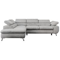 ECKSOFA PETER L Hellgrau Velvet - Links Seite - Hellgrau/Schwarz, Textil/Metall (208/273cm) - MKS