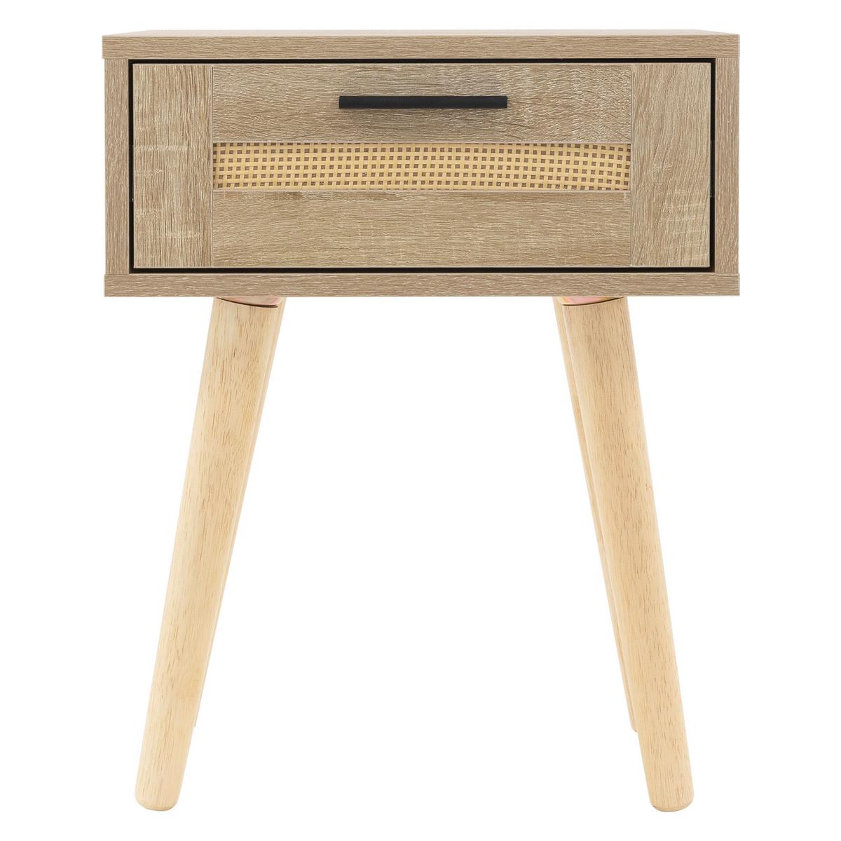NACHTTISCH mit 1 Schublade 40x50,5x30 cm Eiche Optik Rattanfront - Beige/Naturfarben, Holz/Holzwerkstoff (40/50.5/30cm) - ML-DESIGN