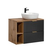 WASCHTISCH 80.6cm Adriel Schwarz und Holz - Schwarz, Holzwerkstoff (80.6/59/46cm) - Petits-meubles