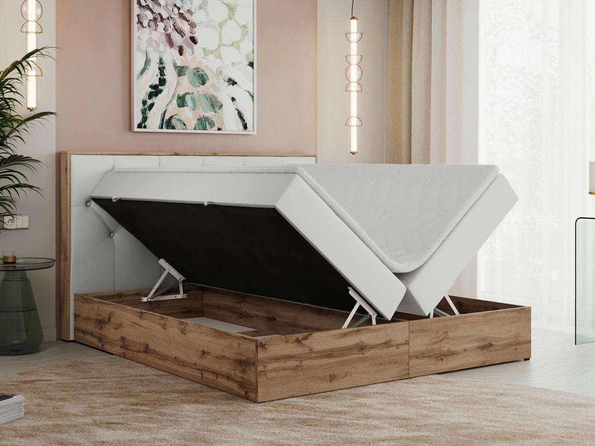 BOXBETT VENETO 140/200 Weiß Kunstleder - H4 - Weiß, Holz/Textil (140/200cm) - MKS