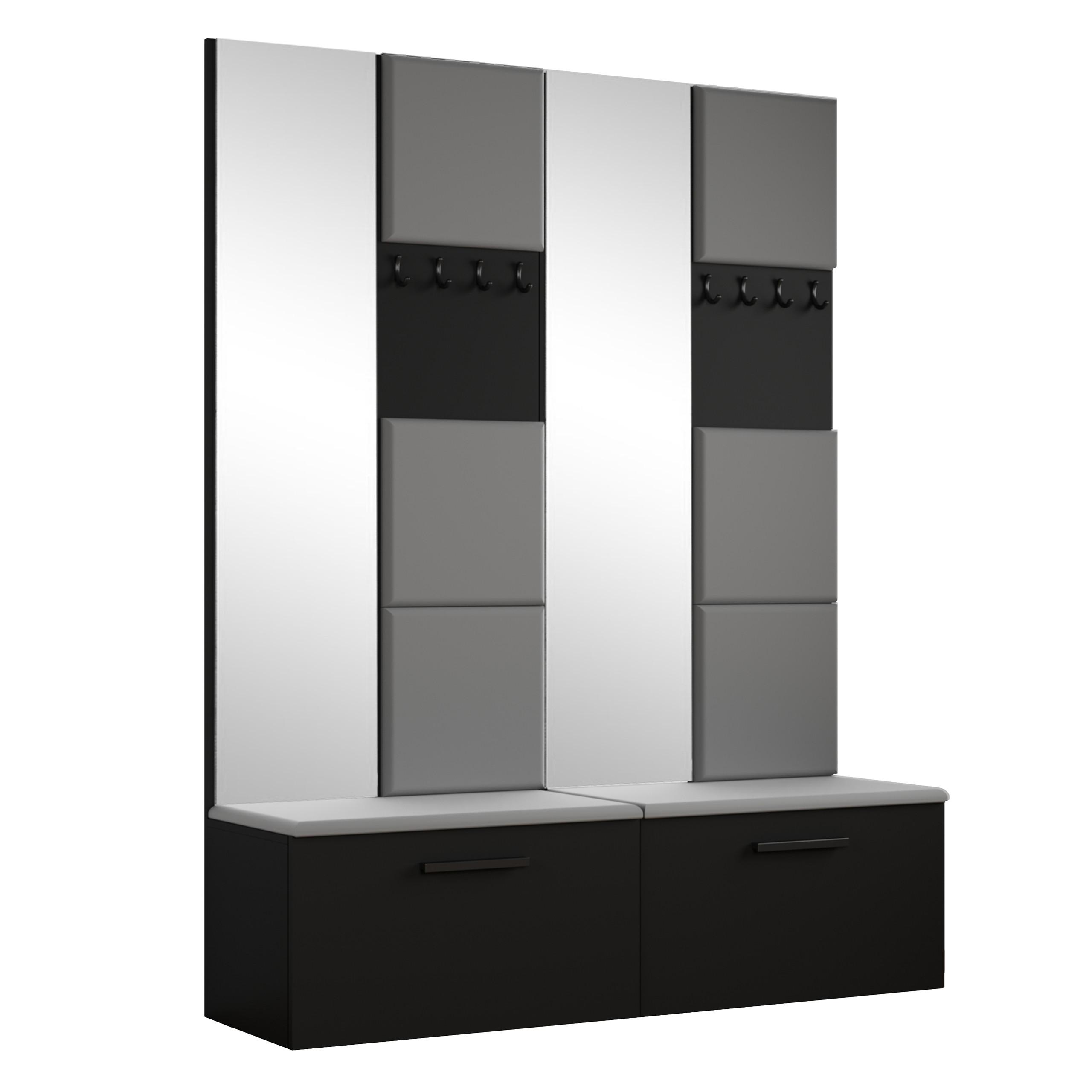 GARDEROBENSCHRANK MODULO 161,2/204/40 cm Modern Garderobe-Set Schwarz - Schwarz/Grau, Holzwerkstoff (161.2/204/40cm) - MASSENO
