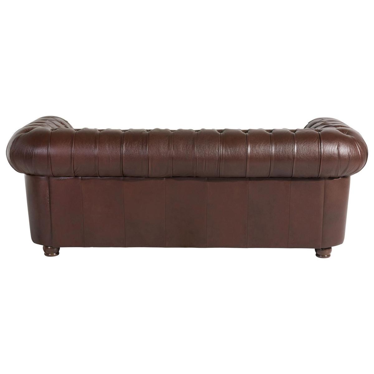 SOFA 3-Sitzer Kalea Bezug Wischleder Buche nussbaum dunkel / braun - Braun, Leder (200/76/98cm) - 58aufmkessel
