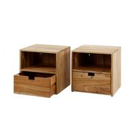NACHTTISCH FATY 2ER SET Holz Akazie - Zwetschgeholzfarben, Holz (30/30/25cm) - KAWOLA