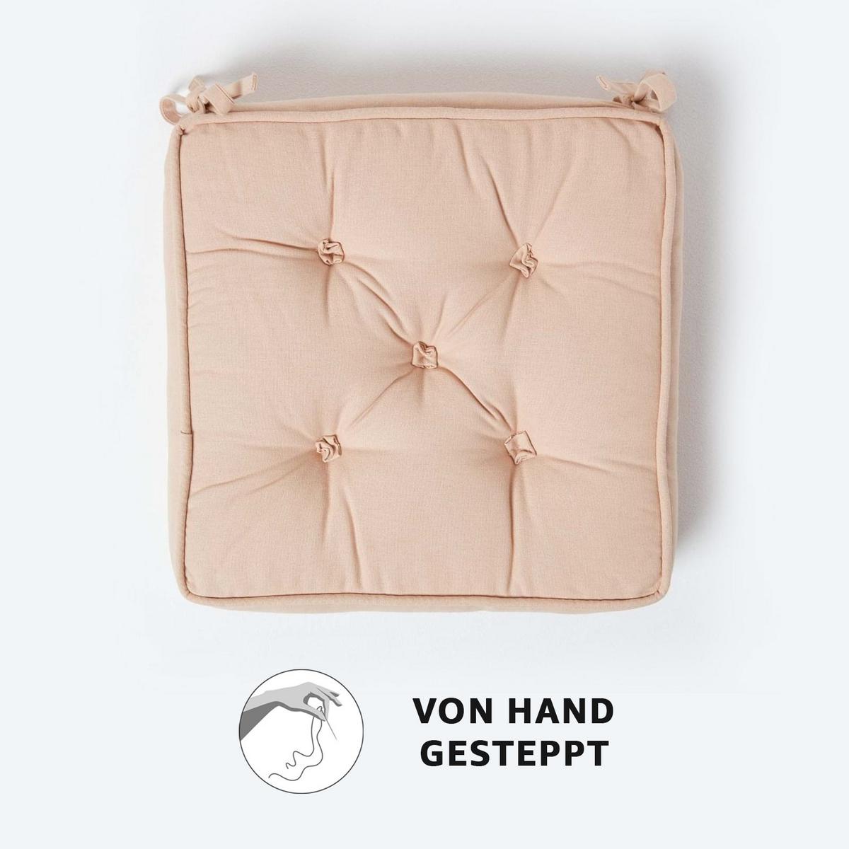 SITZKISSEN beige 40/40/10 cm – Stuhlkissen Baumwolle - Beige, Textil (40/40/10cm) - Homescapes
