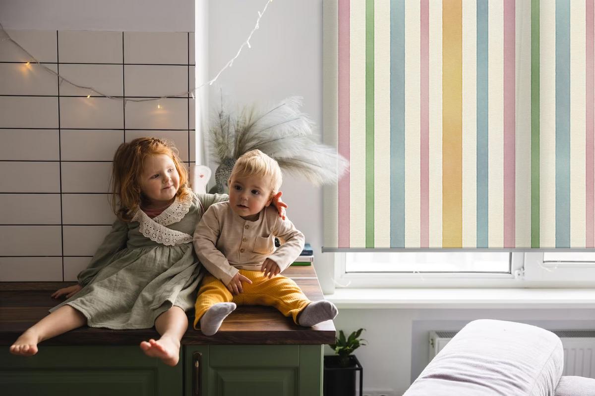 INNENROLLO - Fensterrollo - Rollo - 80x140 cm - Bunte vertikale Streifen - Gelb, Kunststoff (80/140/0.5cm) - TULUP