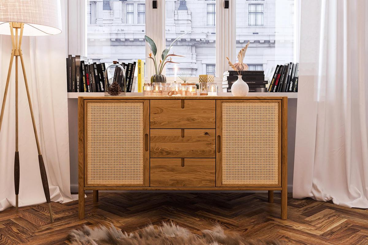 KOMMODE INA Wildeiche - Dunkelbraun, Holz (142/84/46cm) - byoak