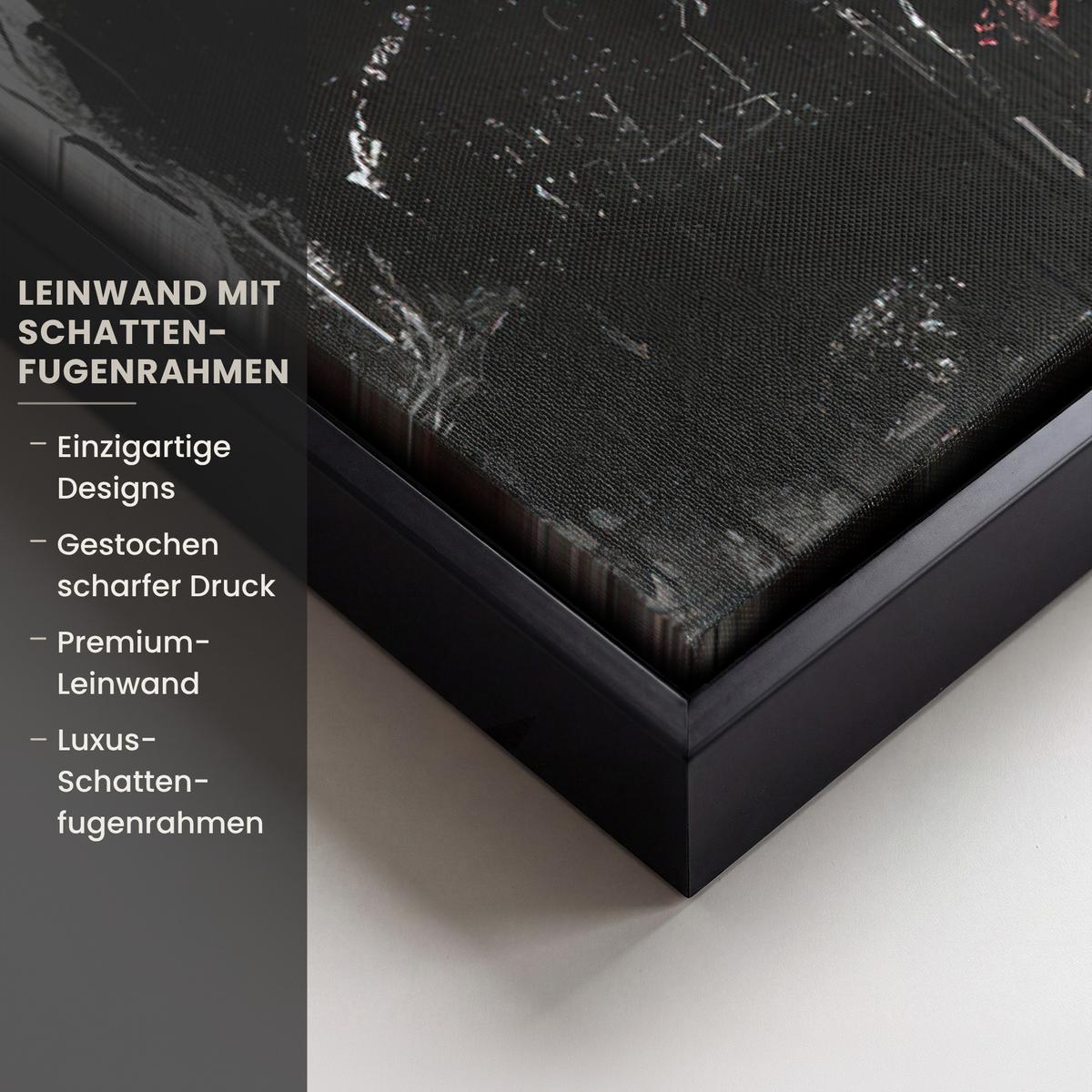 LEINWAND Bilder mit Rahmen - Malerei - Figuren - Schwarz - Abstrakt - 40x60 - Schwarz, Textil (40/60cm) - MuchoWow