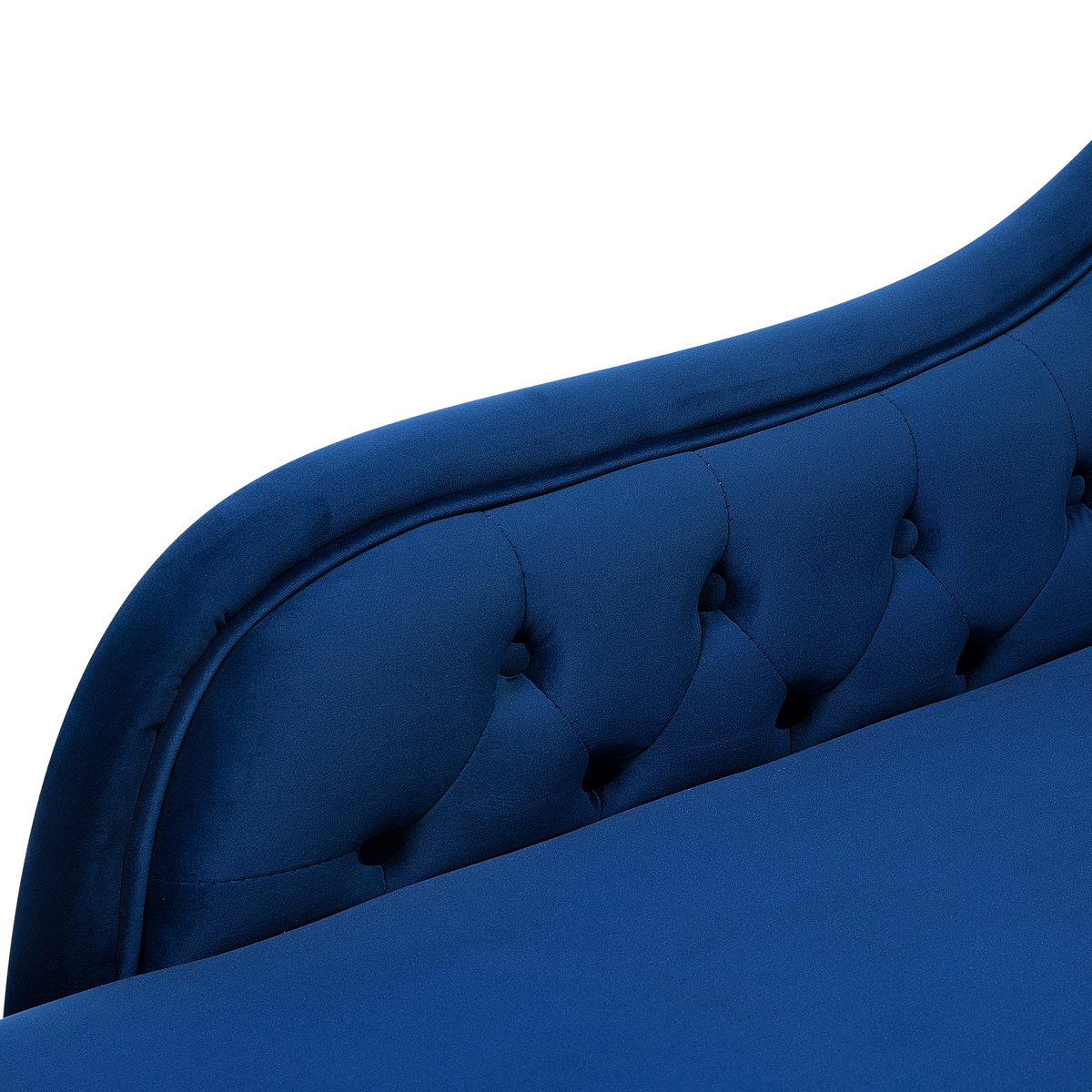 CHAISELONGUE Samtstoff blau rechtsseitig Nimes - Blau/Dunkelbraun, Textil (170/79/61cm) - Beliani