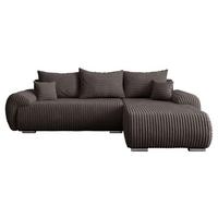 ECKSOFA Ubo L Cord, Seite: Rechts - Silberfarben/Braun, Holz/Kunststoff (282/187cm) - MIRJAN24