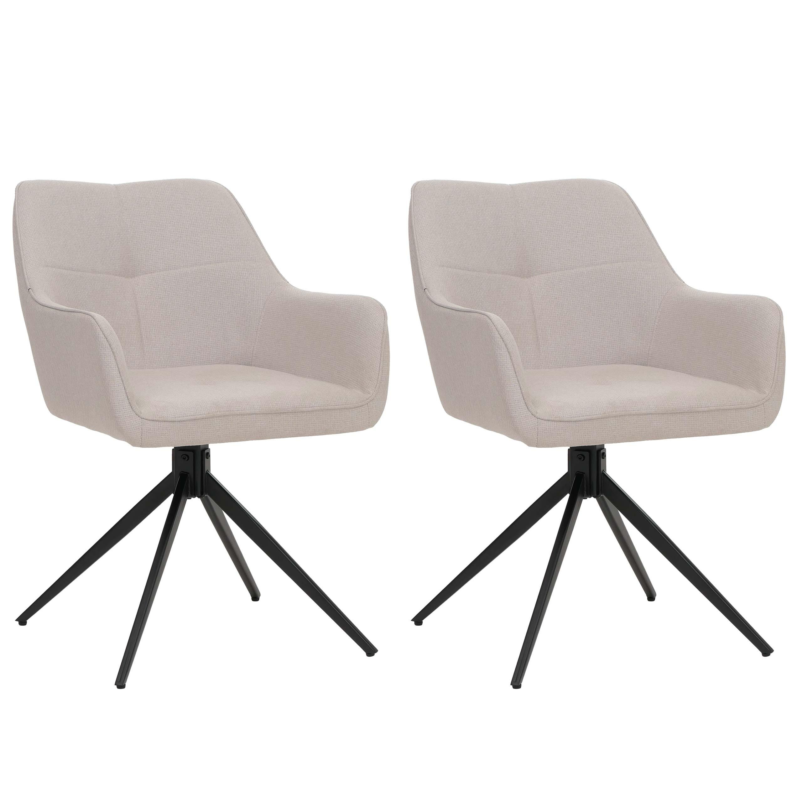 ESSZIMMERSTUHL Schwarz, Cremeweiß 2er-Set - Creme/Schwarz, Textil (53/80/59cm) - MCW