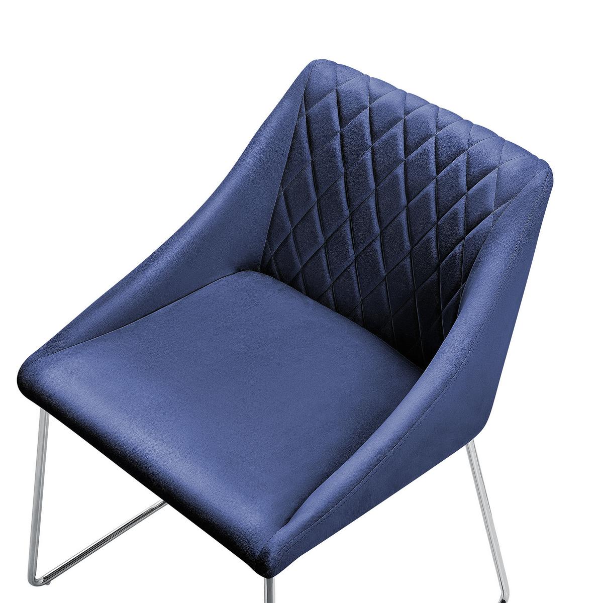 ESSZIMMERSTUHL 2er-Set Samtstoff Dunkelblau Arcata - Blau, Textil/Metall (55/79/57cm) - Beliani