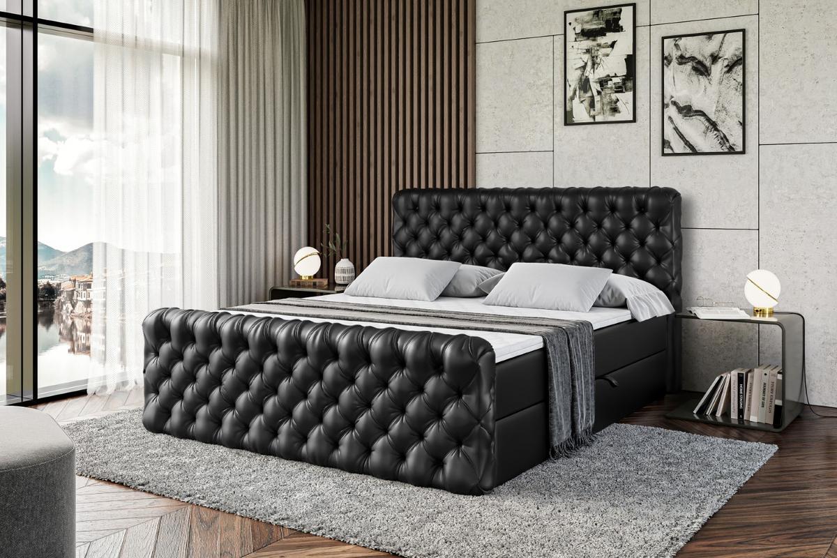 BOXBETT BOXI8-Z - 180x200 cm - H4 - Schwarz Hochglanz - Schwarz Hochglanz, Holzwerkstoff (180/200cm) - ALTDECOR