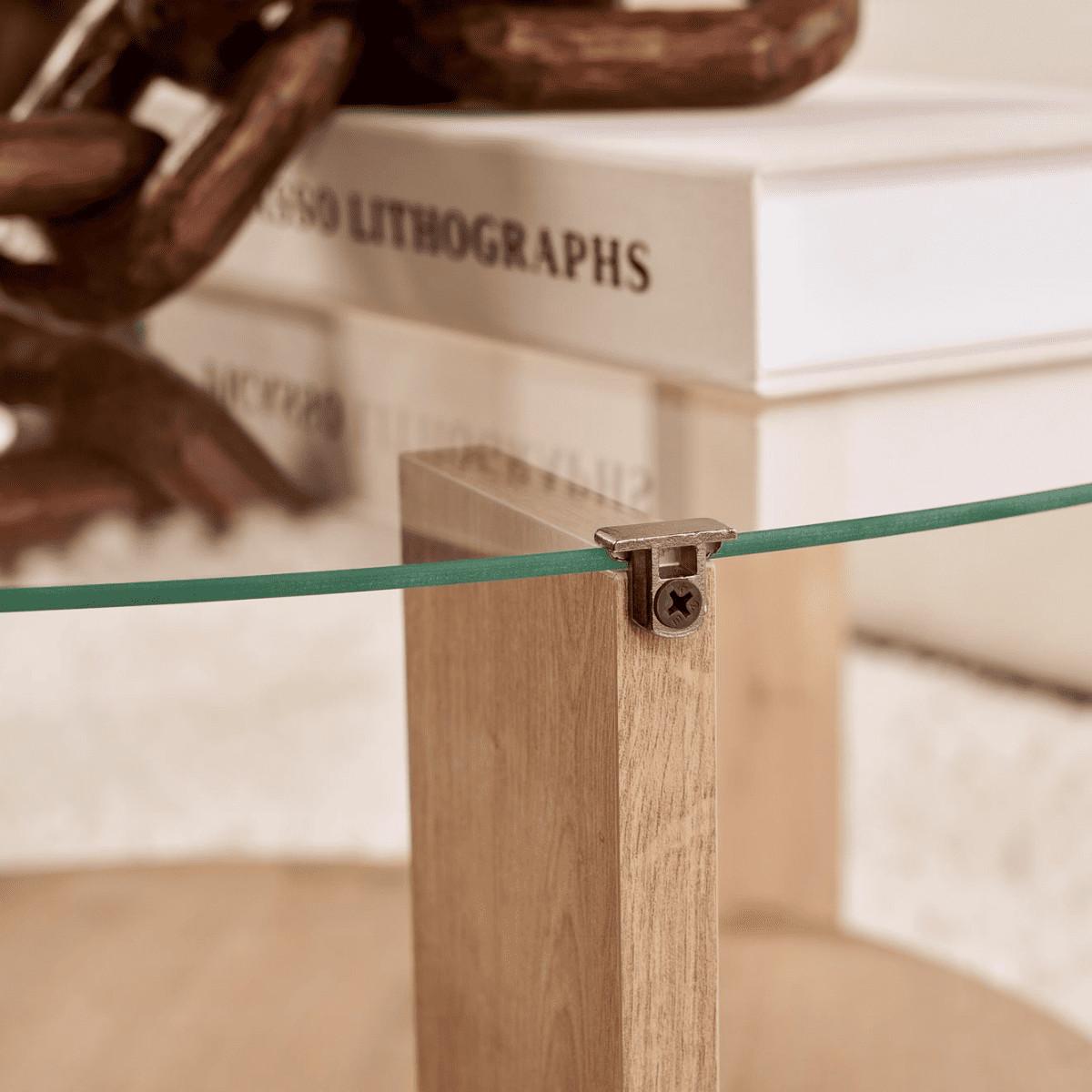 COUCHTISCH mit 2 Platten, davon eine aus gehärtetem Glas 75/75/40 cm - Eichefarben, Holzwerkstoff (7.5/75/40cm) - Calicosy