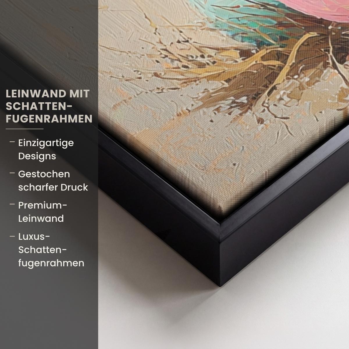 LEINWAND Bilder mit Rahmen - Osterhase - Pastell - Eier - 50x50 - Beige, Textil (50/50cm) - MuchoWow