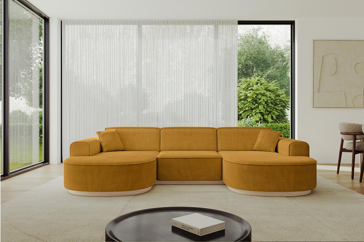 WOHNLANDSCHAFT MARI-U1-v1 - 303x171x83 cm Senfgelb Cord - Gelb, Holzwerkstoff/Textil (303/83/171cm) - ALTDECOR