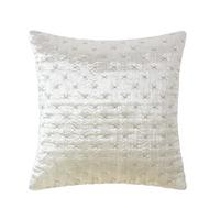 KISSENHÜLLE Pannesamt bestickt 40/40 cm - Creme, Textil (40/40cm) - Homescapes