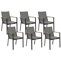 GARTENSTUHL 6er-Set Aluminium schwarz Busseto - Schwarz, Metall (56/90/64cm) - Beliani