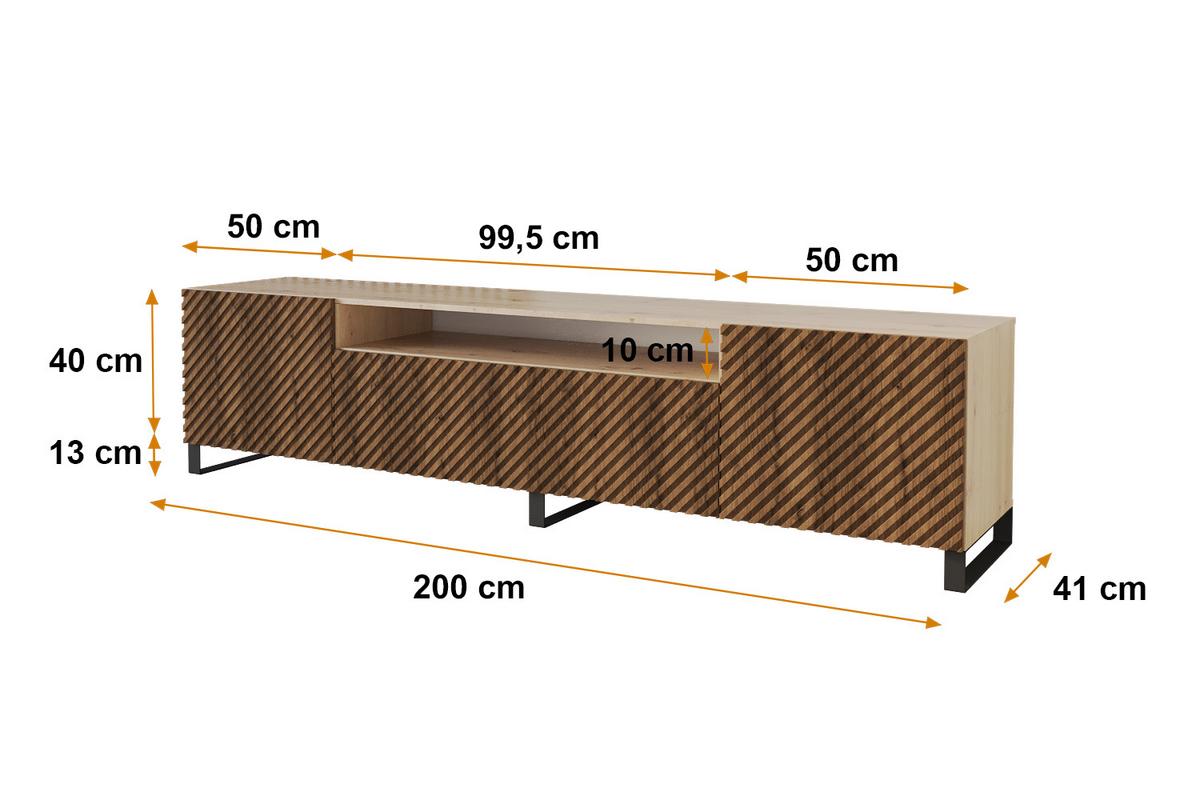 LOWBOARD ZENO-S 200x53x41 cm - Artisan / Katania - Beige/Eiche Wotan, Holzwerkstoff (200/53/41cm) - ALTDECOR