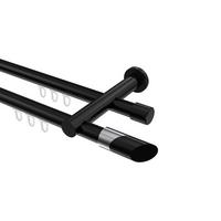 GARDINENSTANGE INNENLAUF Platon Verano 360 cm (geteilt in 2 x 180 cm), 2-läufig, 20 mm Ø Schwarz - Chromfarben/Schwarz, Metall (360cm) - INTERDECO