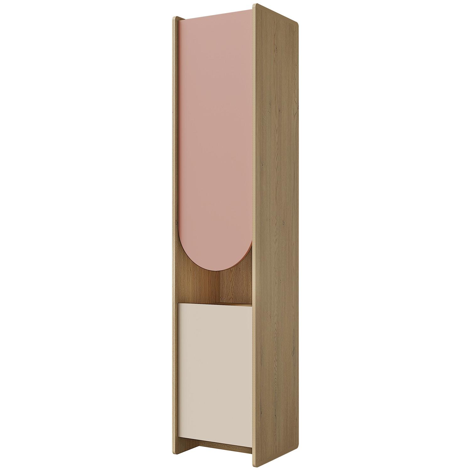BÜCHERREGAL Lena mit 2 Türen und offenen Fächern, 43 cm, für Jugendliche, Eiche Cremona/Macadamia/Puderrosa, Rechts - Eichefarben/Beige, Holzwerkstoff (43/198/40cm) - Beautysofa