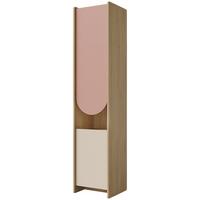 BÜCHERREGAL Lena mit 2 Türen und offenen Fächern, 43 cm, für Jugendliche, Eiche Cremona/Macadamia/Puderrosa, Rechts - Eichefarben/Beige, Holzwerkstoff (43/198/40cm) - Beautysofa