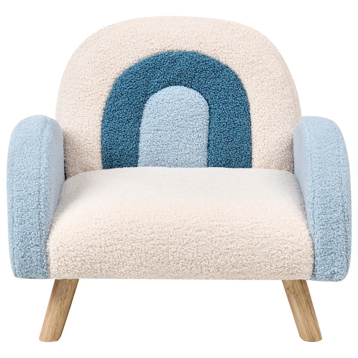 KINDERSESSEL Regenbogen Bouclé Hellblau Ombo - Weiß, Textil (52/46/46cm) - Beliani