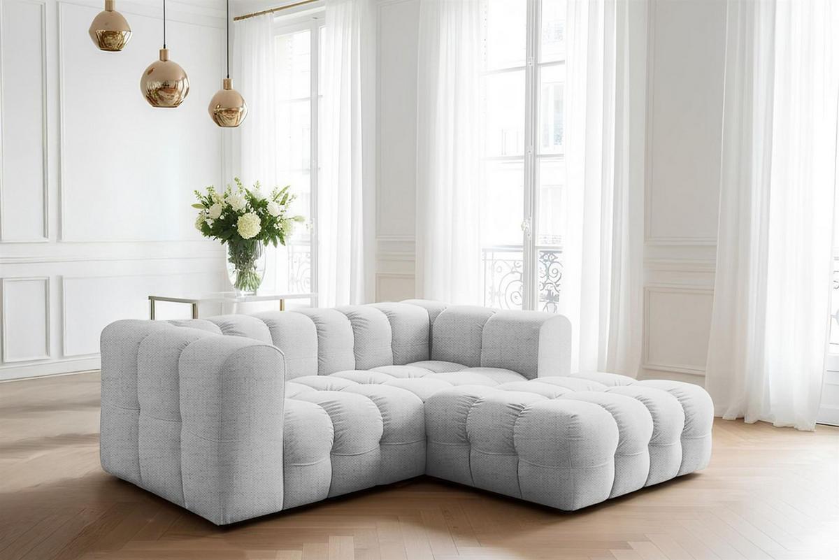ECKSOFA Solvie Xs In Moly - Hellgrau, Holzwerkstoff/Textil (239/193cm) - Fun Möbel