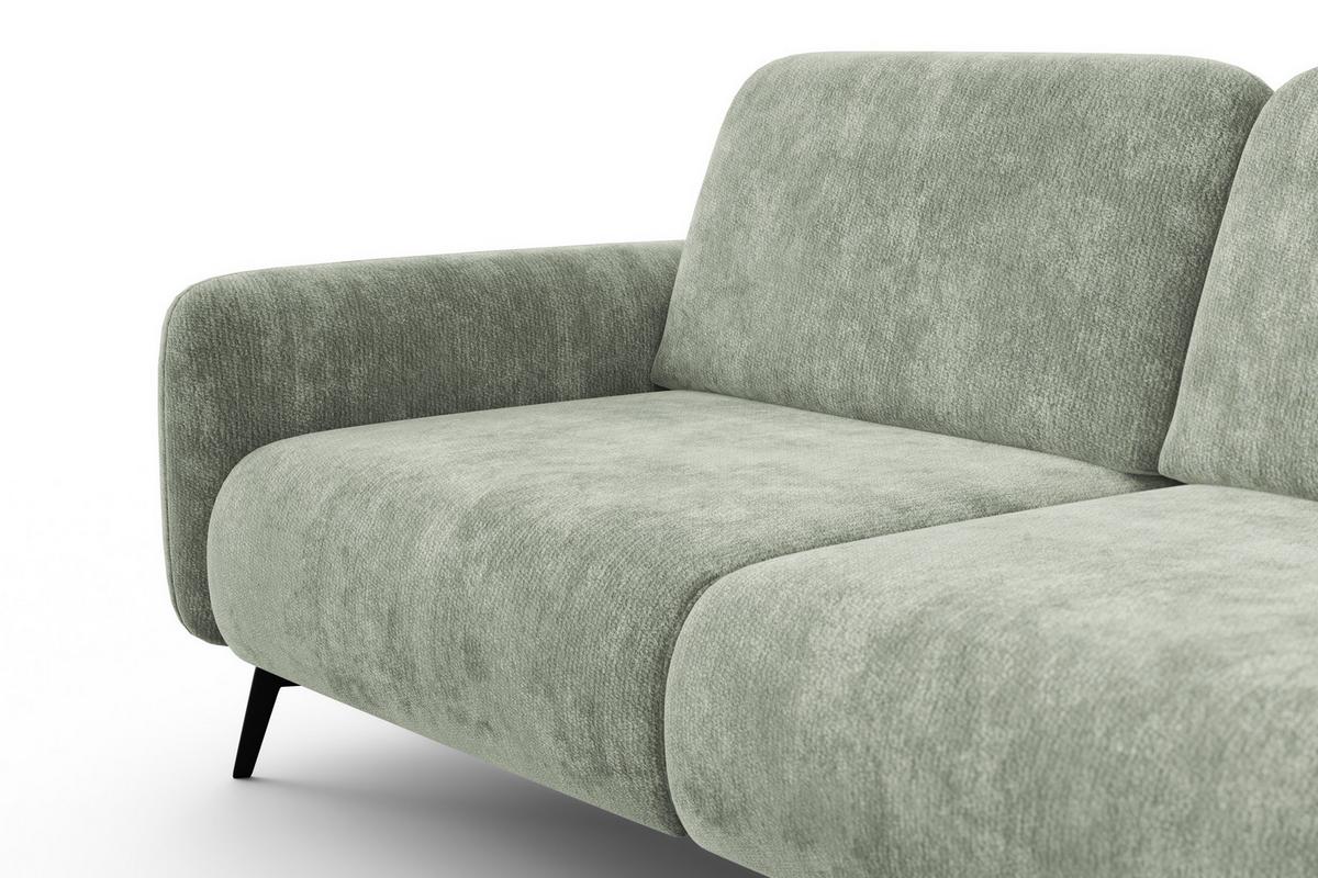 SOFA FEBE 3-Sitzer, hellgrüner Chenille-Stoff - Schwarz/Hellgrün, Holz/Textil (190/82/96cm) - Wozimo