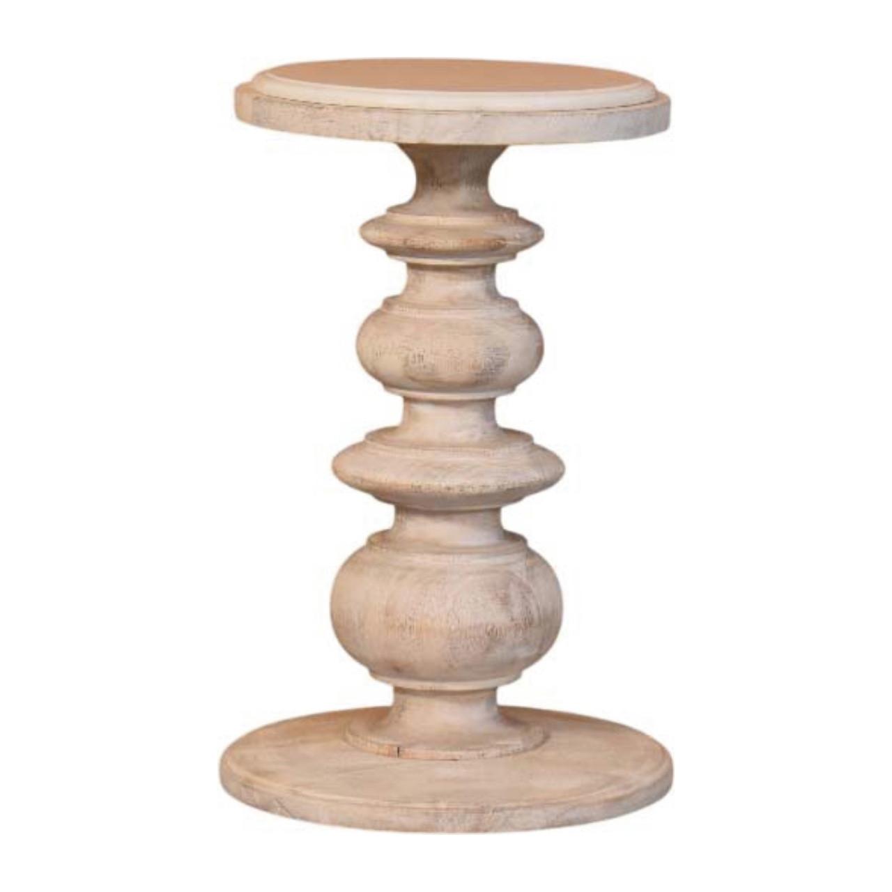 AKZENTTISCH mit Salted-Oak-Finish, Marmorplatte oben, weiß - Weiß, Holz (38/38/60cm) - Artisan Furniture